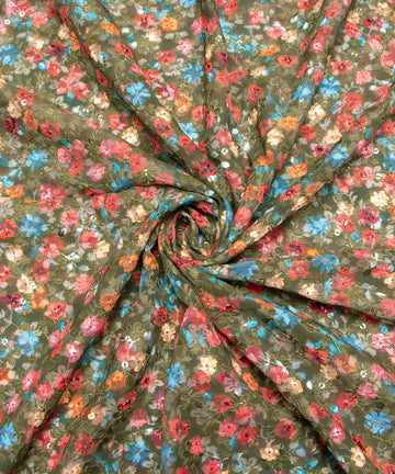 chikankari georgette embroidery fabric